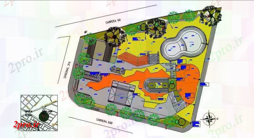 دانلود نقشه باغ Skatep پارک طبیعی محوطه سازی  ساختار طراحی جزئیات (کد122082)