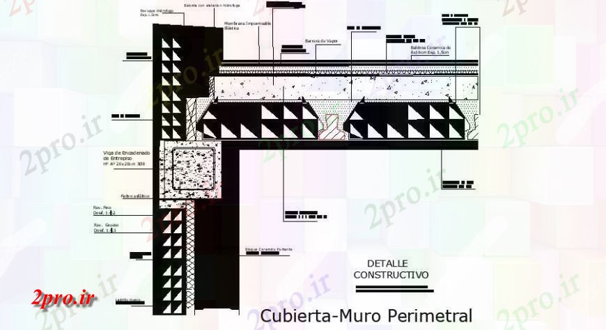 دانلود نقشه جزئیات ساخت و ساز دو برابر دیوار با ساخت و ساز پوشش  جزئیات (کد122093)