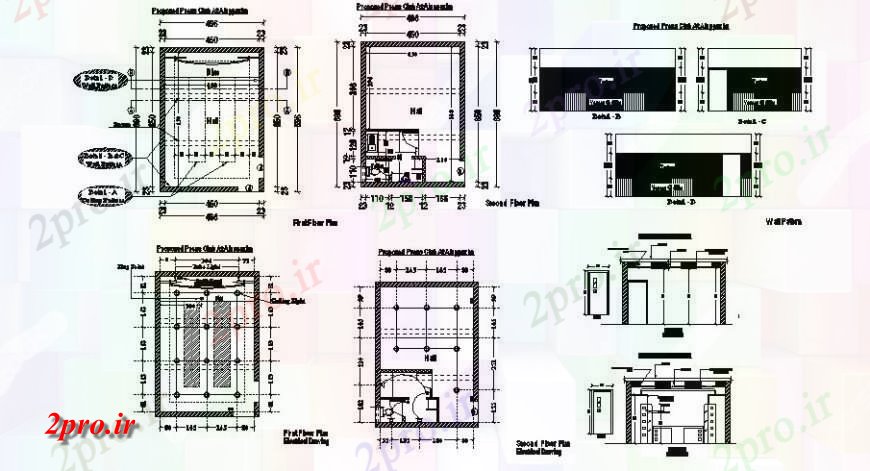 دانلود نقشه نمایشگاه ; فروشگاه - مرکز خرید پیشنهاد مطبوعات طرحی سقف باشگاه، بخش سازنده و جزئیات خودکار 5 در 7 متر (کد122097)