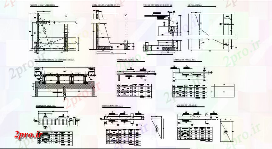 دانلود نقشه جزئیات ساخت و ساز بنیاد ساختار طرحی و ستون و ساخت و ساز پرتو جزئیات برای  پل  (کد122100)