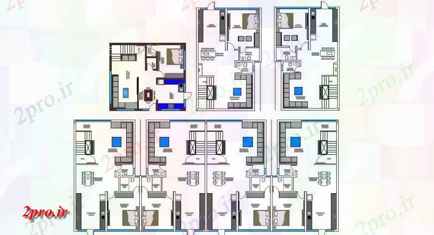 دانلود نقشه مسکونی  ، ویلایی ، آپارتمان  چند خانواده خانه های مسکونی طراحی جزئیات  (کد122104)