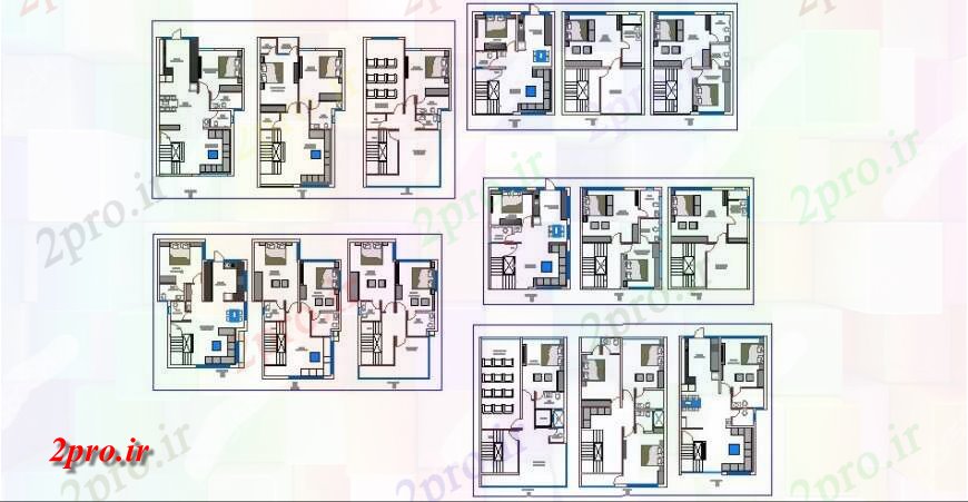 دانلود نقشه مسکونی  ، ویلایی ، آپارتمان  خانه های مسکونی متعدد از آپارتمان   ساخت و ساز جزئیات طرح (کد122106)