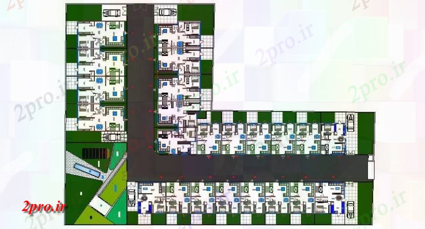 دانلود نقشه مسکونی  ، ویلایی ، آپارتمان  جزئیات طرحی زمین طرحی طبقه از آپارتمان   چند خانواده ساخت (کد122110)