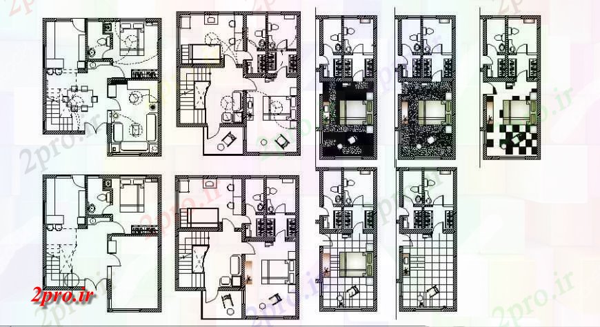 دانلود نقشه مسکونی ، ویلایی ، آپارتمان طرحی خانواده خانه طبقه و طرحی های الکتریکی طرحی های 8 در 9 متر (کد122118)