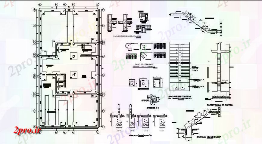 دانلود نقشه طراحی جزئیات ساختار بنیاد جزئیات طرحی ساخت و ساز با ساخت و ساز راه پله و خودکار  جزئیات  (کد122119)