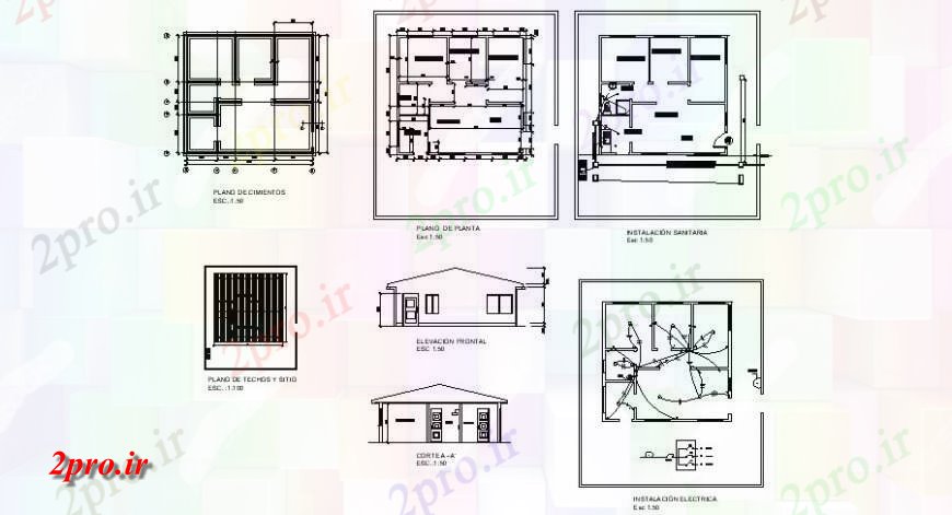 دانلود نقشه مسکونی ، ویلایی ، آپارتمان کوچک یک خانه خانواده معماری دقیق پروژه 7 در 8 متر (کد122122)