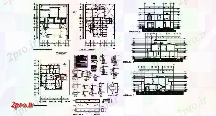 دانلود نقشه مسکونی ، ویلایی ، آپارتمان باشگاه نما خانه، بخش و ساختار سازنده با ستون و غیره 12 در 15 متر (کد122126)