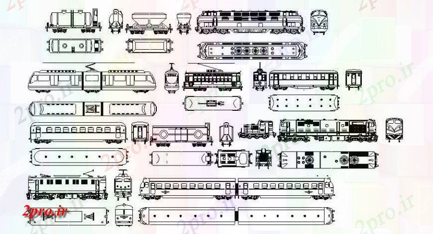 دانلود نقشه بلوک های حمل و نقل چند قطار بلوک نما  (کد122128)