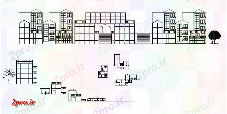 دانلود نقشه مسکونی  ، ویلایی ، آپارتمان  چند طبقه ساختمان های مسکونی تمام نما و خودکار  طراحی طرفه جزئیات  (کد122134)