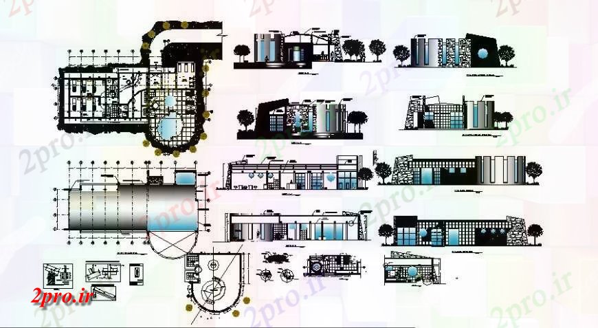 دانلود نقشه هتل - رستوران - اقامتگاه هتل Linca پرو نما، بخش، طرحی طبقه و خودکار جزئیات 16 در 23 متر (کد122144)