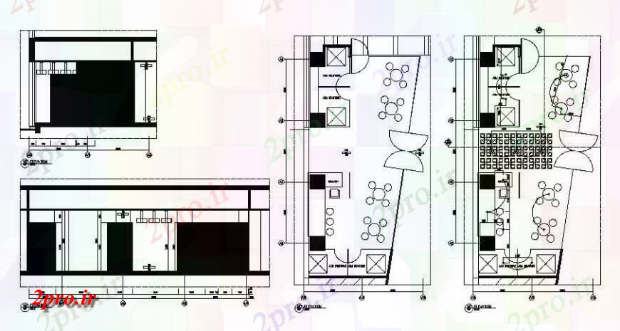 دانلود نقشه هتل - رستوران - اقامتگاه در فضای باز کافی نت و تنقلات فروشگاه نما، طرحی و 5 در 11 متر (کد122154)