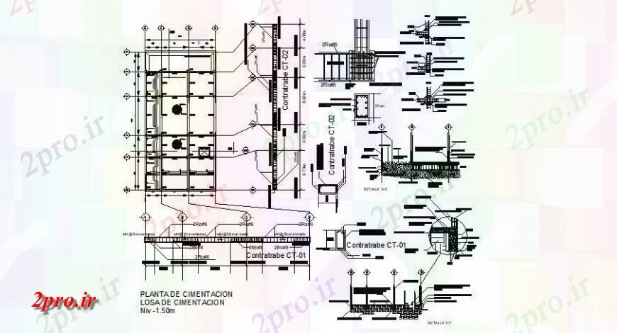 دانلود نقشه جزئیات ساخت و ساز بنیاد جزئیات طرحی ساخت و ساز با پایه دال (کد122161)
