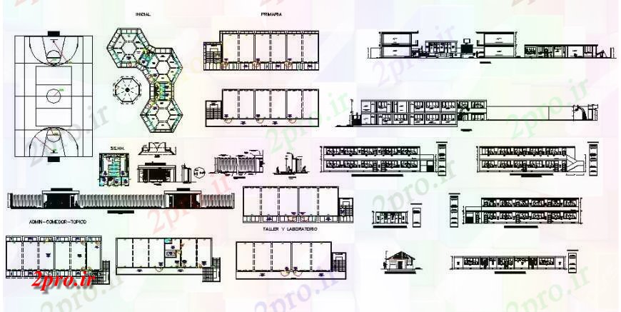 دانلود نقشه ورزشگاه ، سالن ورزش ، باشگاه ورزش مرکز چند طبقه معماری دقیق پروژه (کد122164)