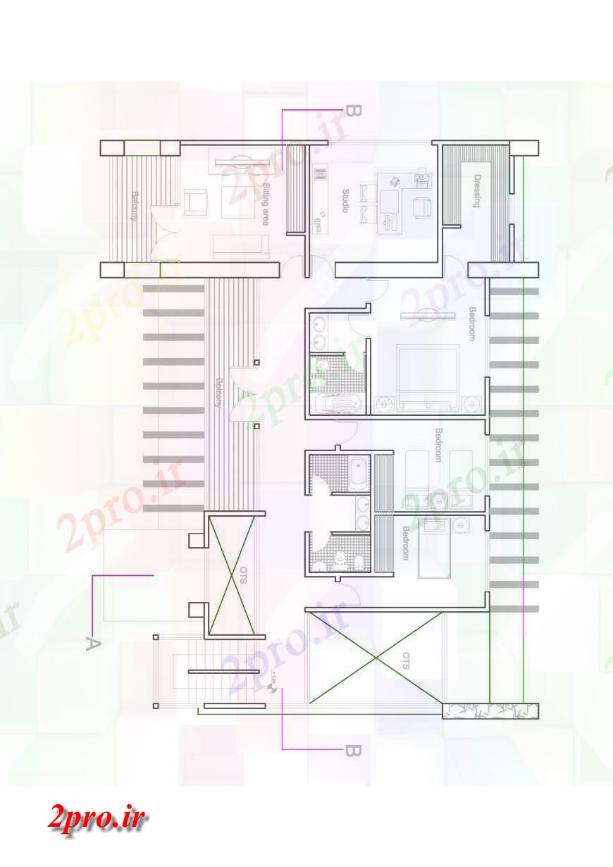 دانلود نقشه مسکونی  ، ویلایی ، آپارتمان  یک خانواده طرحی طبقه خانه زمین طرحی  (کد122188)