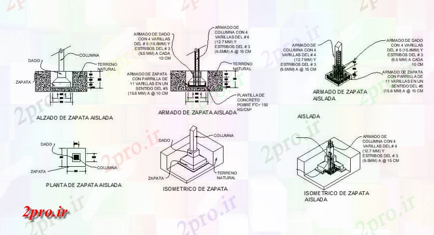دانلود نقشه جزئیات ستون ساخت و ساز ستون و  ساختار طراحی جزئیات (کد122195)