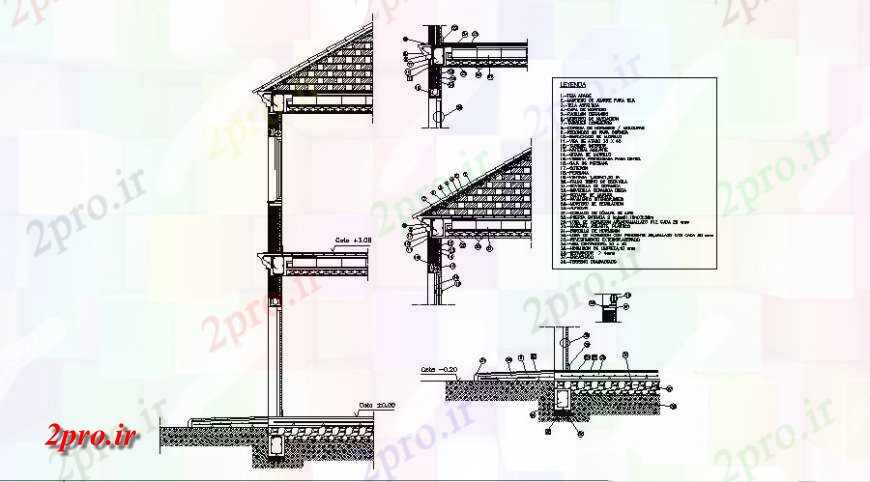 دانلود نقشه طراحی جزئیات ساختار نما و برش سازنده جزئیات بخش از همه طرفه از خانه (کد122196)