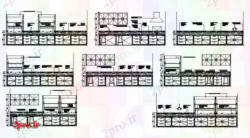دانلود نقشه طراحی مبلمان آشپزخانه خانه کابینت آشپزخانه و مبلمان  (کد122249)