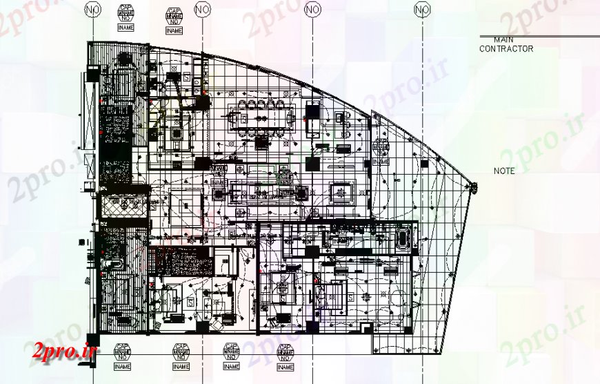 دانلود نقشه ساختمان اداری - تجاری - صنعتی دفتر تجاری دراز کردن طراحی 21 در 25 متر (کد122285)