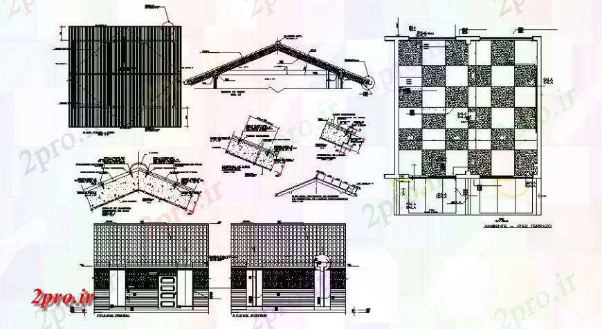 دانلود نقشه دانشگاه ، آموزشکده ، مدرسه ، هنرستان ، خوابگاه -  نما کلاس درس و ساخت و ساز سقف جزئیات از مدرسه ساخت (کد122290)