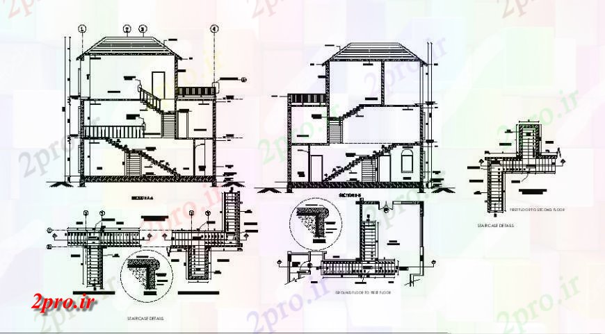 دانلود نقشه کارخانه صنعتی  ، کارگاه سه دان جلو خانه و پشت بخش سازنده جزئیات  (کد122359)