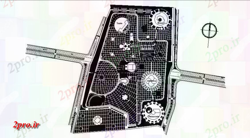 دانلود نقشه باغ پارک شهری 12 هکتار مسیر چرخه ساختار محوطه سازی مکزیک جزئیات (کد122388)