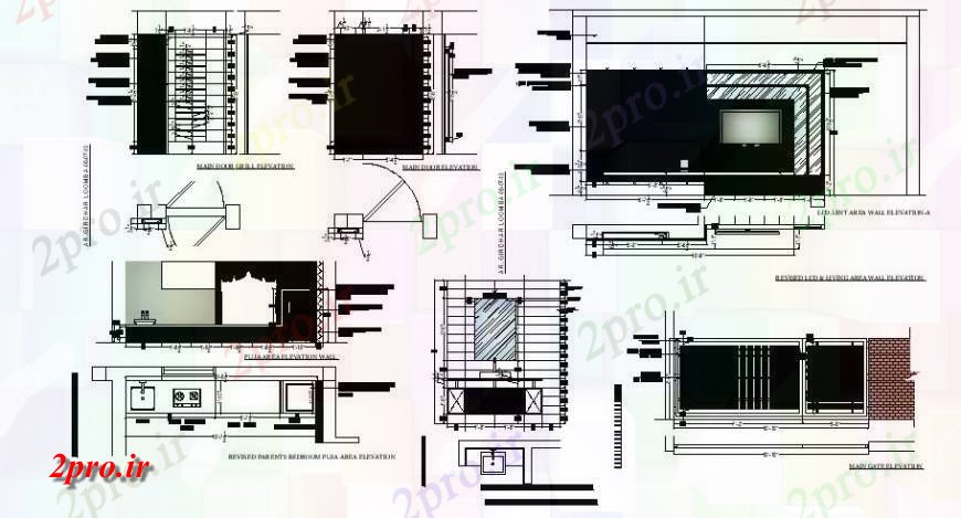 دانلود نقشه طراحی مبلمان آشپزخانه آشپزخانه کاخ، زندگی در منطقه واحد ال سی دی و مبلمان و جزئیات داخلی خانه (کد122401)