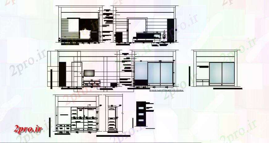 دانلود نقشه اتاق نشیمن ، حال ، پذیرایی کابینه تلویزیون، مبلمان اتاق نشیمن و داخلی 9 در 11 متر (کد122403)