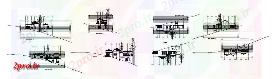 دانلود نقشه مسکونی ، ویلایی ، آپارتمان نما مختلف واحدهای مسکونی طراحی 27 در 27 متر (کد122425)