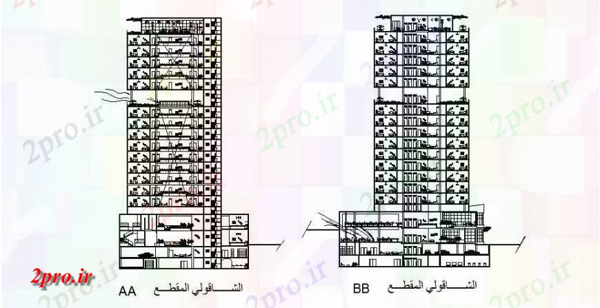 دانلود نقشه ساختمان مرتفعجزئیات بخشی از بلند ساختمان واحد جزئیات طراحی فرمت اتوکد 11 در 12 متر (کد122442)