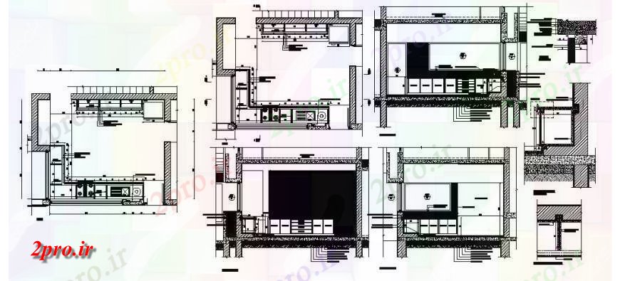 دانلود نقشه جزئیات طراحی ساخت آشپزخانه نماات مختلف و طرحی جزئیات از آشپزخانه    فرمت اتوکد (کد122477)