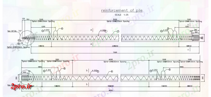 دانلود نقشه جزئیات ساخت و ساز تقویت جزئیات بخش شمع (کد122509)