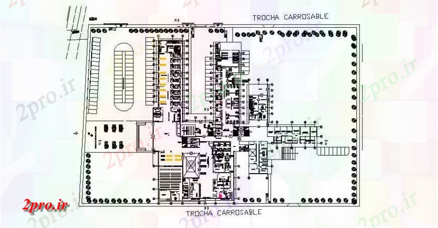 دانلود نقشه بیمارستان - درمانگاه - کلینیک بیمارستان ساخت کار طراحی طرحی 102 در 102 متر (کد122524)