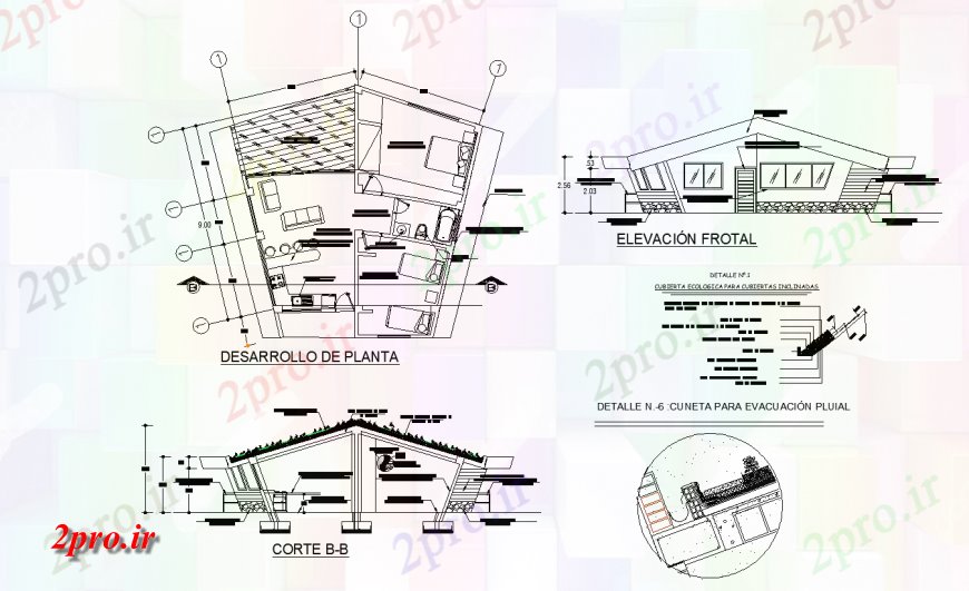 دانلود نقشه مسکونی ، ویلایی ، آپارتمان سه خوابه نما خانه، بخش و طرحی های 11 در 11 متر (کد122553)