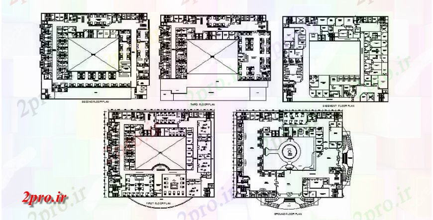 دانلود نقشه بیمارستان - درمانگاه - کلینیک واحد ساختمان بیمارستان کار جزئیات 46 در 57 متر (کد122562)