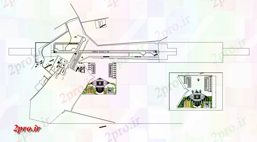 دانلود نقشه فرودگاه طراحی فرودگاه بین المللی و محوطه سازی ساختار جزئیات (کد122603)