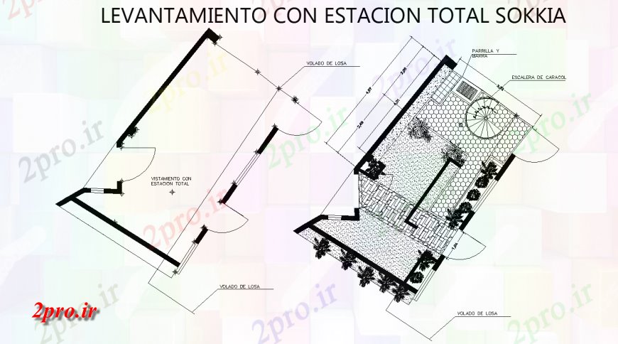 دانلود نقشه باغ شخصی طراحی باغ و محوطه سازی ساختار جزئیات 3 در 7 متر (کد122620)