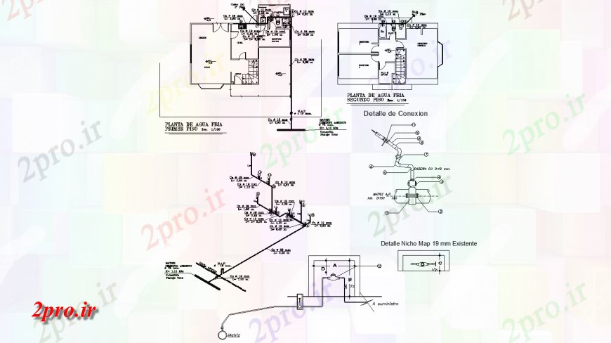 دانلود نقشه جزئیات لوله کشی نوشیدن آب سیستم و ساختار لوله کشی جزئیات 6 در 10 متر (کد122632)