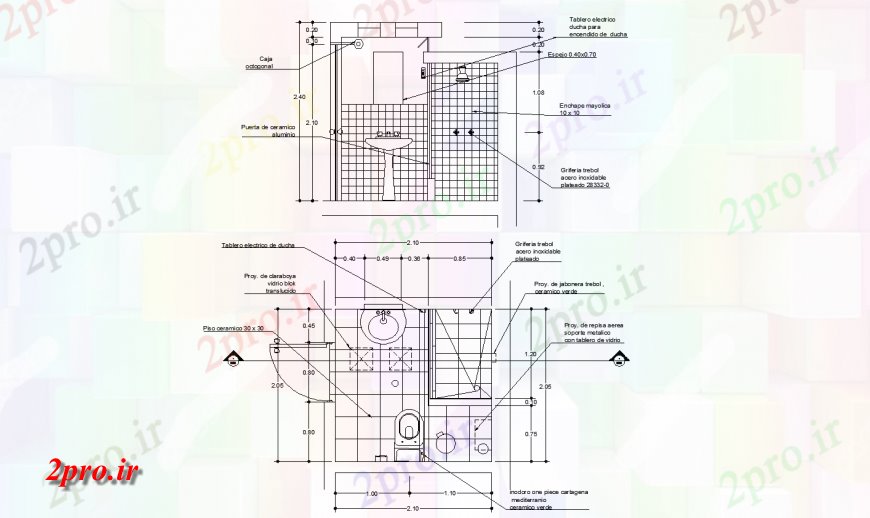 دانلود نقشه حمام مستر خانه های کوچک حمام و سلامت نصب و راه اندازی طراحی جزئیات  (کد122638)