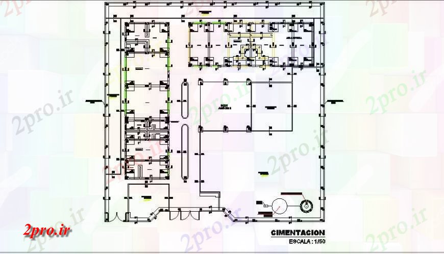 دانلود نقشه طراحی جزئیات ساختار جزئیات بنیاد ساختار طرحی دانشگاه ، آموزشکده بنایی کف  (کد122657)