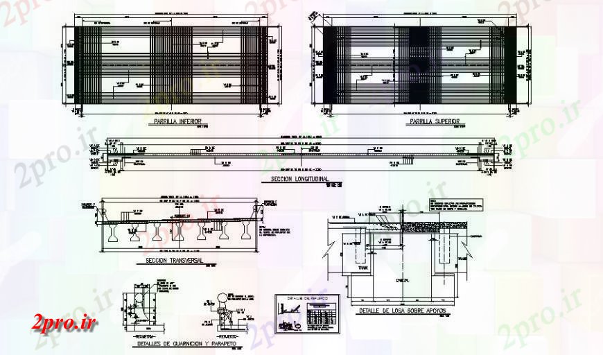 دانلود نقشه جزئیات ساخت پل نما پل، بخش عرضی و ساخت و ساز طراحی جزئیات  (کد122676)