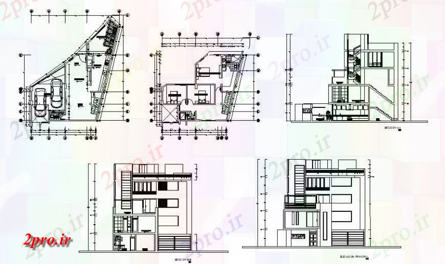 دانلود نقشه مسکونی ، ویلایی ، آپارتمان خانه های تک خانواده معماری جزئیات پروژه خودکار 10 در 11 متر (کد122688)