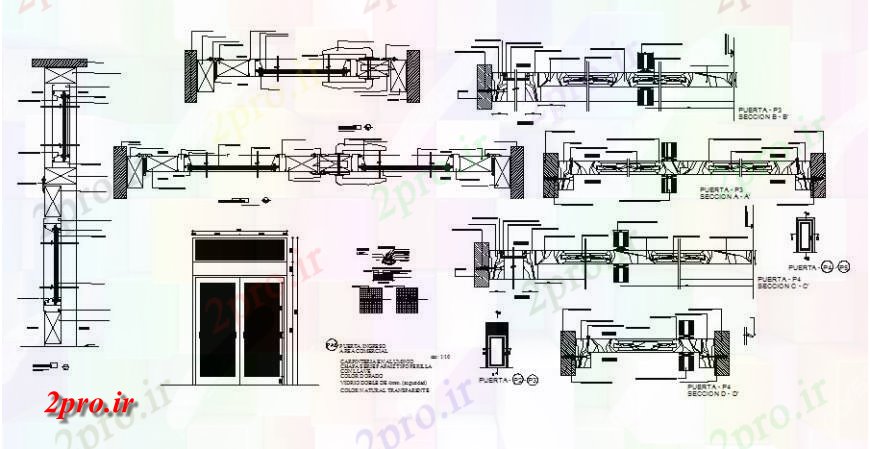 دانلود نقشه جزئیات طراحی در و پنجره  نما درب جلو و نصب و راه اندازی (کد122709)
