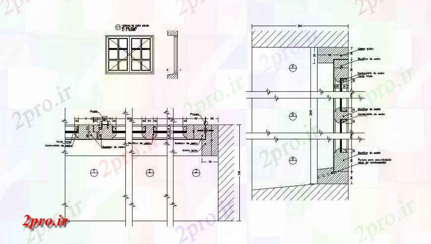 دانلود نقشه جزئیات طراحی در و پنجره  دو پنجره درب نما و نصب و راه اندازی طراحی جزئیات  (کد122713)