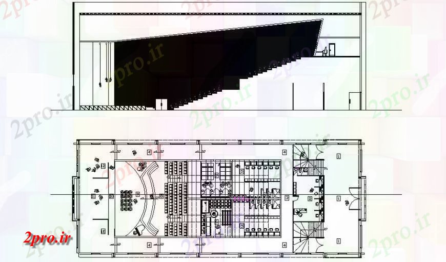 دانلود نقشه تئاتر چند منظوره - سینما - سالن کنفرانس - سالن همایشآملیا بخش تئاتر متعدد و توزیع طرحی های 20 در 48 متر (کد122717)
