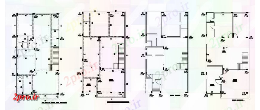 دانلود نقشه مسکونی ، ویلایی ، آپارتمان مسکونی طرحی طبقه آپارتمان دو بعدی 9 در 16 متر (کد122775)