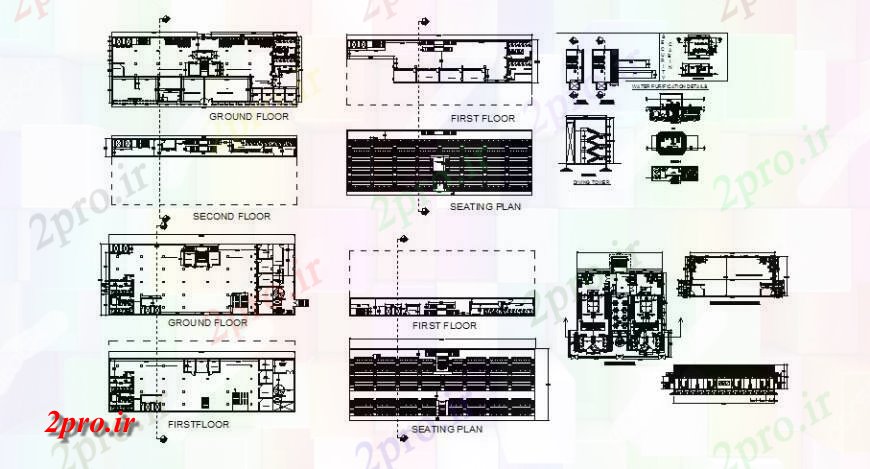 دانلود نقشه دانشگاه ، آموزشکده ، مدرسه ، هنرستان ، خوابگاه - جزئیات طرحی طبقه با محل قرار طرحی و راه پله دانشکده فنی و مهندسی ساخت و ساز 19 در 54 متر (کد122791)