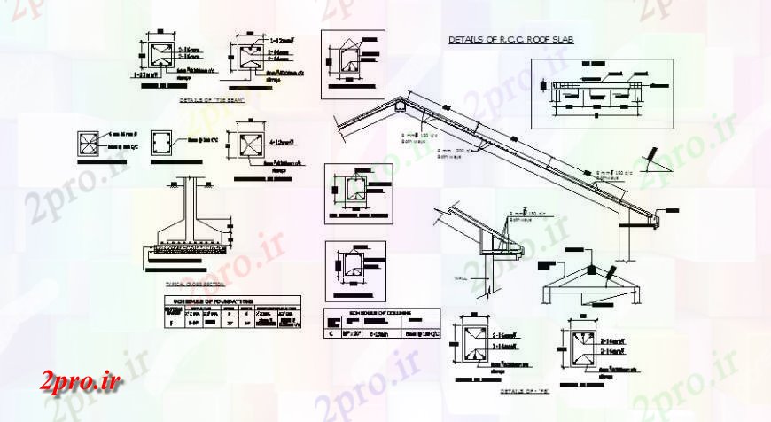 دانلود نقشه جزئیات پله و راه پله  RCC بخش سقف دال و ساختار سازنده جزئیات (کد122793)