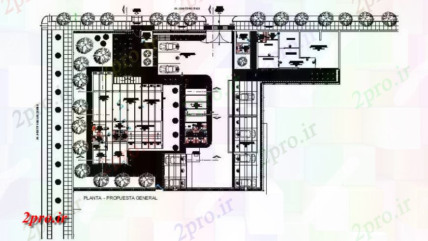 دانلود نقشه ساختمان اداری - تجاری - صنعتی طراحی معماری با ساختار محوطه سازی مدیریت ساختمان 29 در 58 متر (کد122802)