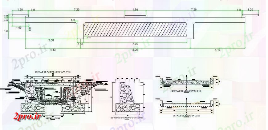 دانلود نقشه جزئیات ساخت پل بخش پل بتنی و ساخت و ساز طراحی خودکار  جزئیات (کد122816)