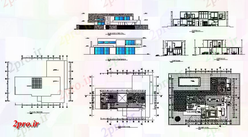 دانلود نقشه مسکونی  ، ویلایی ، آپارتمان  داخلی طرحی مسکن کار با نما و بخش ها را  (کد122856)